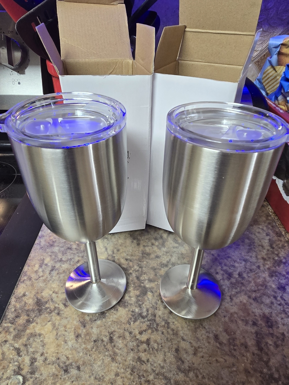 Stainless Steel Insulated Wine Goblets - Silver Tone (Set of 2)